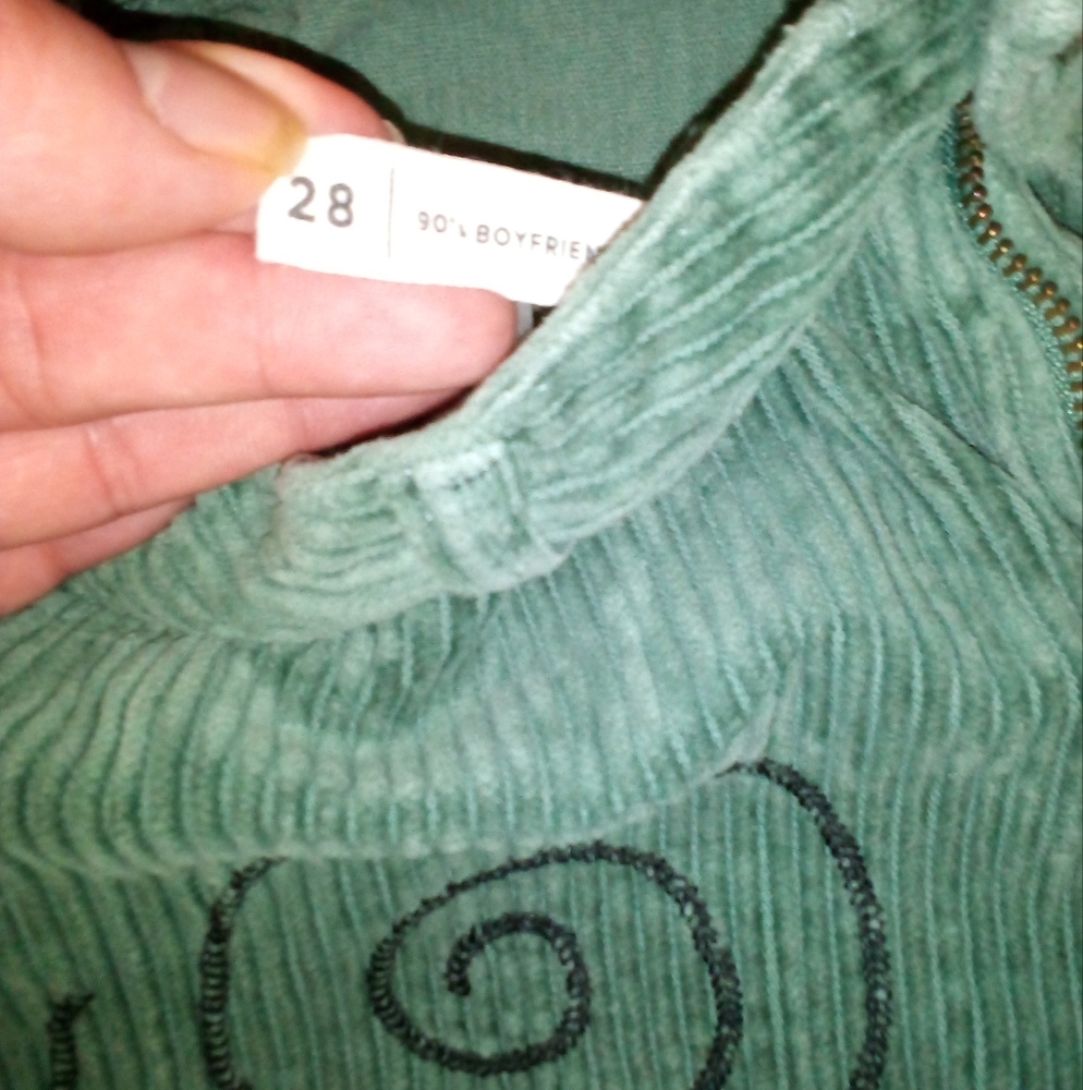 PacSun Pants Womens 28 Green Corduroy High Waisted 90s Boyfriend Embroidered Y2K - Picture 4 of 7